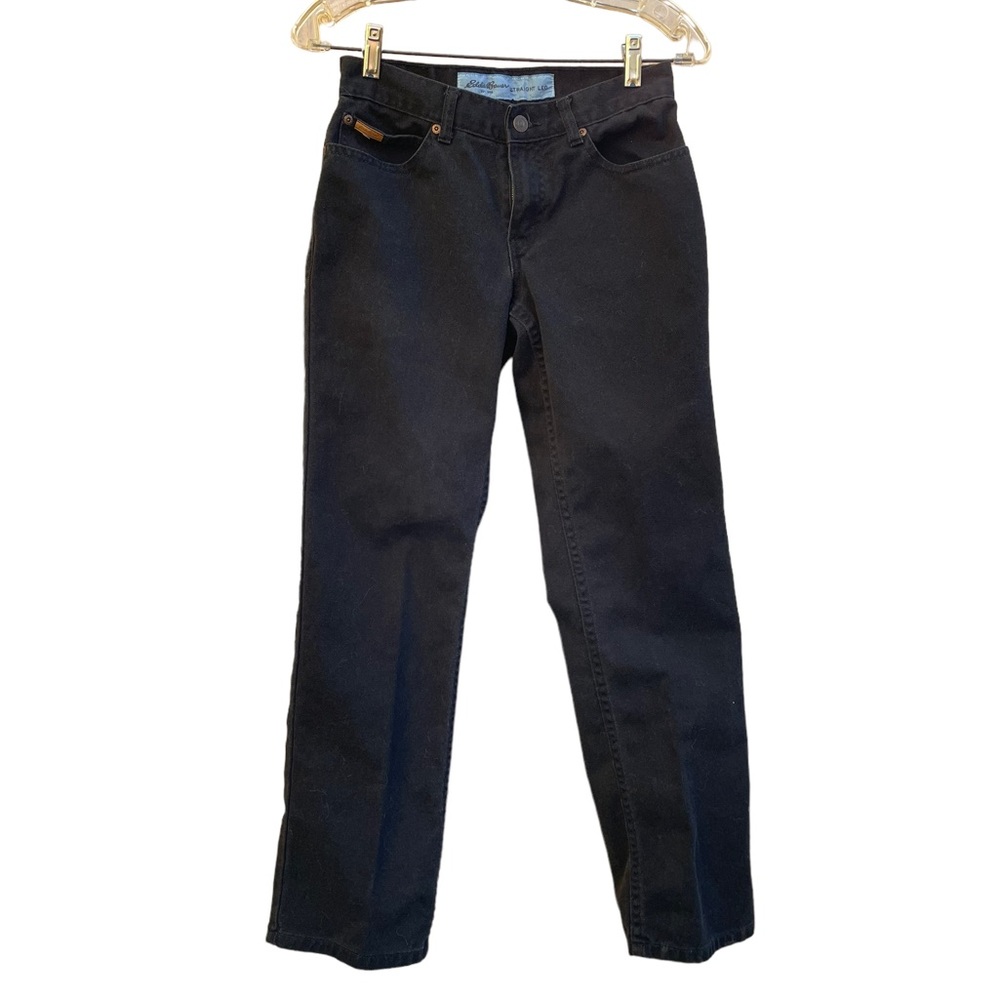 Eddie Bauer Black Denim Straight Leg 5 Pocket Jeans size 2 Petite